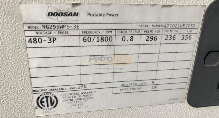 Doosan NG295 Natural Gas Generator