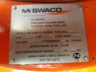 MI SWACO CD-1400 Degasser
