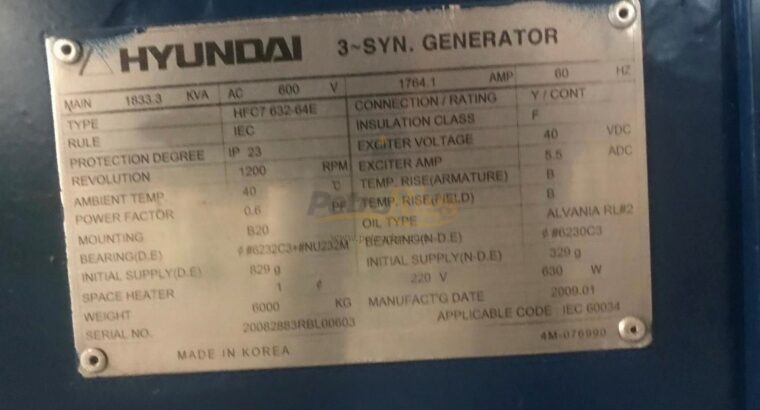 Hyundai 1100 kW Generator Ends