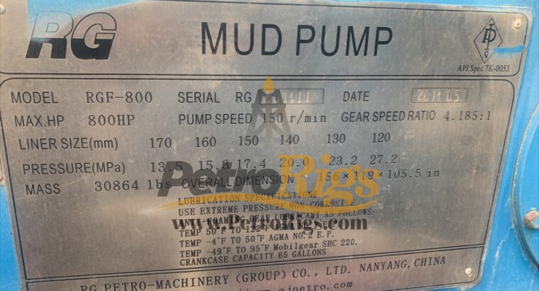 RGF-800 Mud pump with CAT C27 Engine