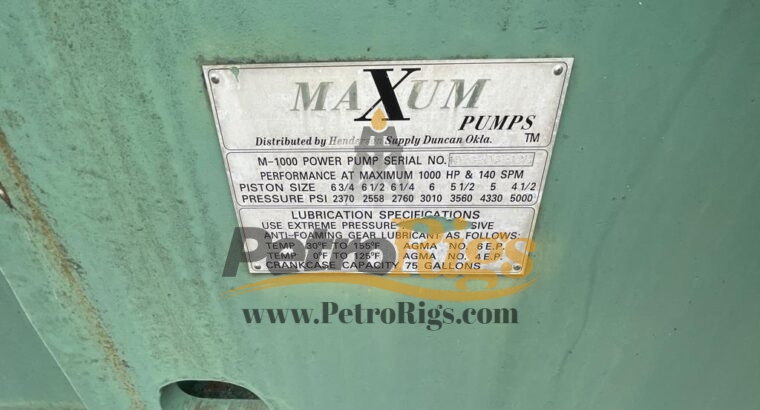 Maxum M-1000 Triplex Pump
