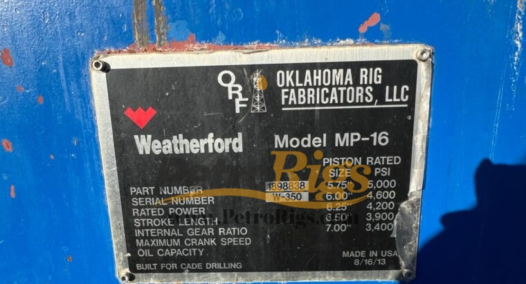 Weatherford 1600HP Mud Pump