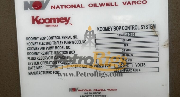 NOV 87 Bottle Koomey Unit