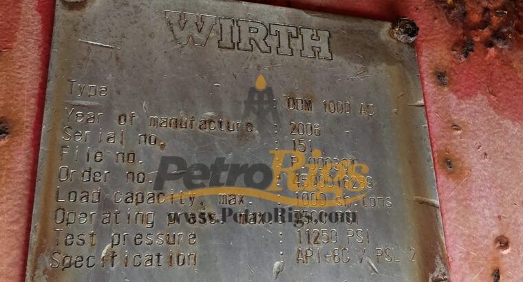 Wirth DDM1000 AC Top Drive