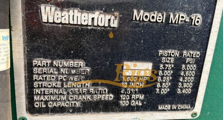 Weatherford MP16 Mud Pump